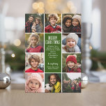 10 Photo Border - Merry Christmas Retro Line Art Holiday Card<br><div class="desc">Use 10 square photos and make a unique and trendy Merry Christmas greeting with a retro script font on the front and retro line art on the back. Back - Retro Line Art in Greens and Red -- Use 10 square photos and make a unique and trendy Merry Christmas greeting...</div>