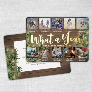 10 Photo Christmas Greenery & Lights What a Year! Foil Holiday Card