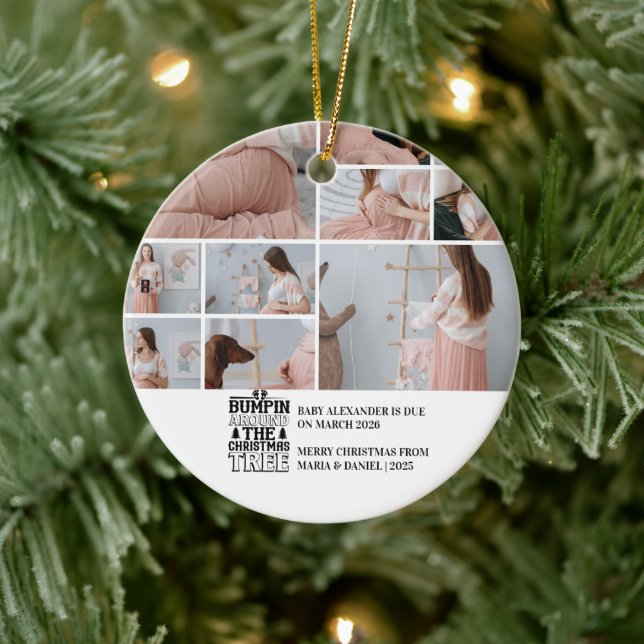 10 Photo Christmas Tree Pregnancy Announcement Ceramic Tree Decoration (Tree)