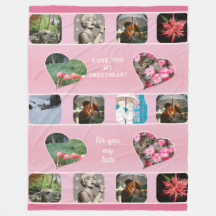 10 Photo collage and typography modern pink custom Fleece Blanket