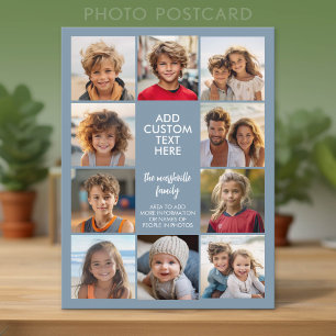 10 Photo Collage Border - Centre Text Blocks Postcard