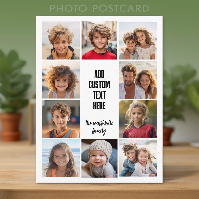 10 Photo Collage Border - Centre Text Blocks Postcard (Photo Postcard)