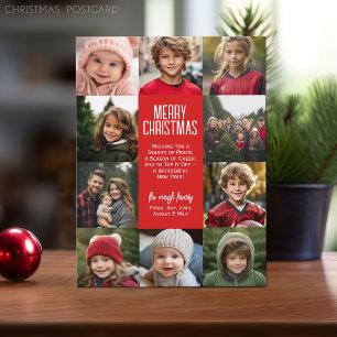 10 Photo Collage Border - Merry Christmas Greeting Holiday Postcard