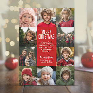 10 Photo Collage Border - Retro Stripe Download Holiday Card