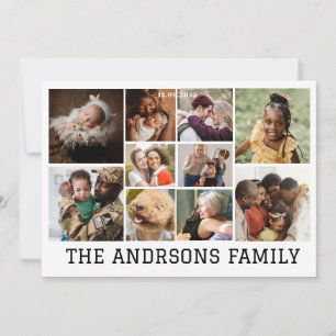 10 photo collage family holiday card Invitation