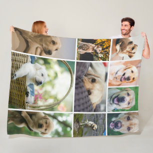 10 Photo Collage Family Personalized Fleece Blanket