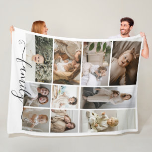 10 Photo collage family template personalised Fleece Blanket