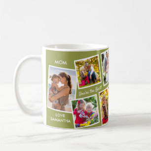 10 Photo Collage Green Personalised Mum Coffee Mug