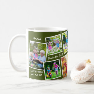 10 Photo Collage Green Personalised Nana Coffee Mug