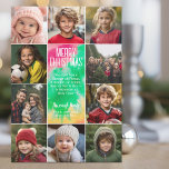 10 Photo Collage - Merry Christmas Mod Tie Die Holiday Card<br><div class="desc">A bright and cheerful tie dye pattern in green, red and yellow gold. -- Use 10 square photos and make a unique and trendy Merry Christmas greeting with a retro script font on the front and a festive tie dye pattern on the back. If you need to move anything around,...</div>
