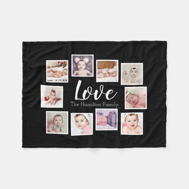 10 Photo Collage Personalised Fleece Blanket (Front (Horizontal))