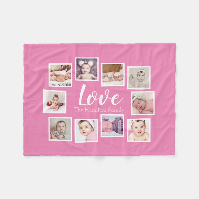 10 Photo Collage Personalised Fleece Blanket (Front (Horizontal))
