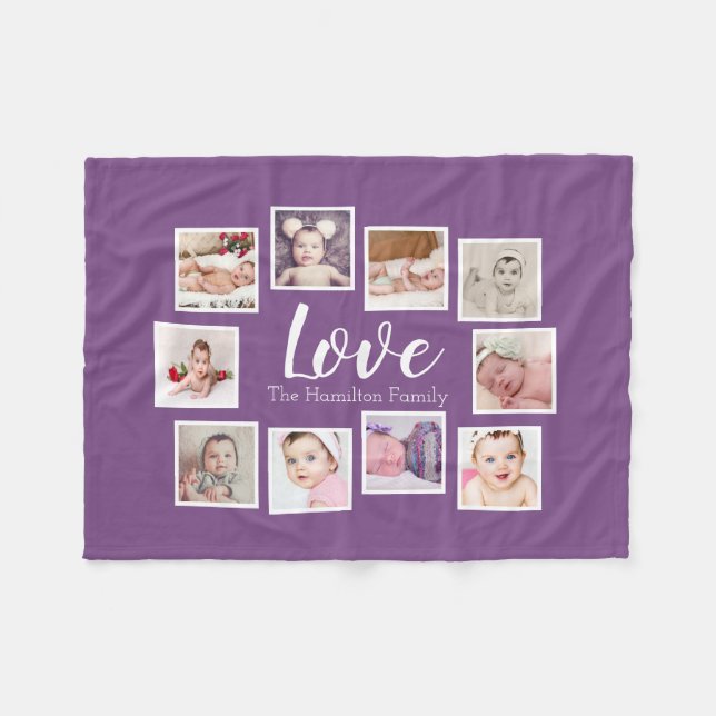 10 Photo Collage Personalised Fleece Blanket (Front (Horizontal))