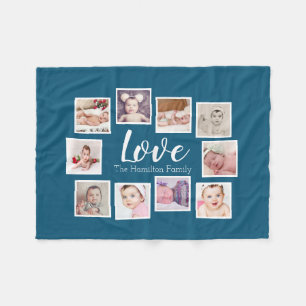 10 Photo Collage Personalised Fleece Blanket