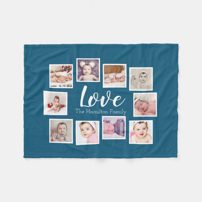 10 Photo Collage Personalised Fleece Blanket (Front (Horizontal))