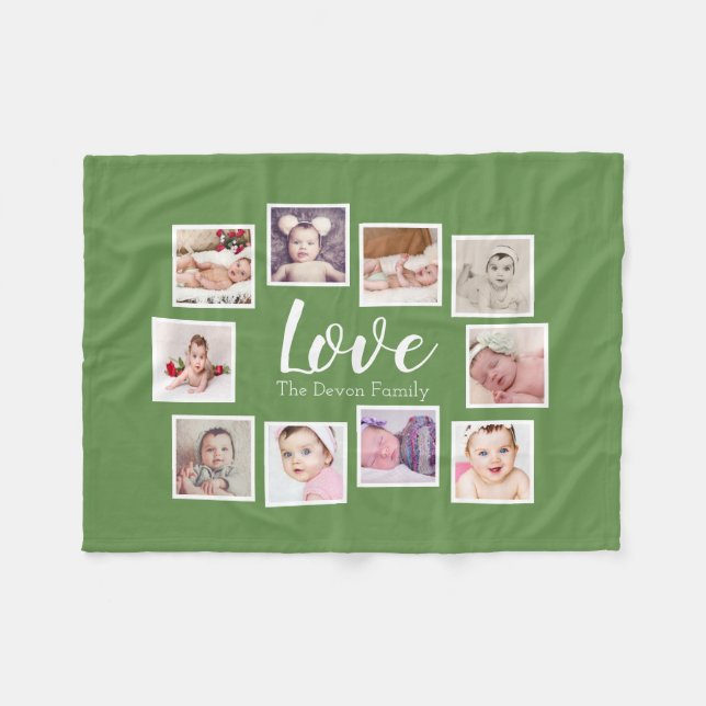 10 Photo Collage Personalised Fleece Blanket (Front (Horizontal))
