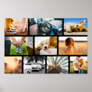 10 Photo Collage Template Black Frame Poster