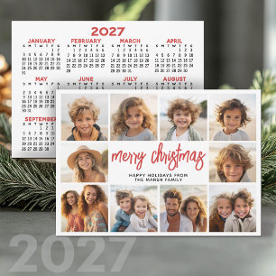 10 Photo Collage with 2027 Calender - Christmas Holiday Card