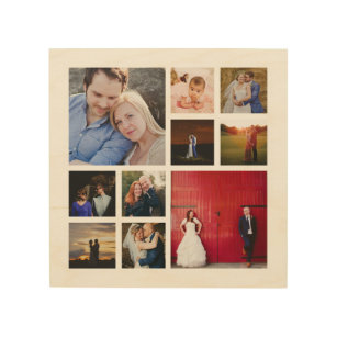 10 Photo Collage Wood Canvas Wall Art