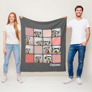 10 Photo Collage - you can change background colou Fleece Blanket