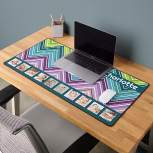 10 Photo Colourful ZigZag Personalised  Desk Mat