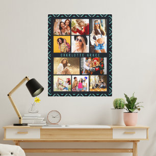 10 Photo Modern Geometric Stylish Name Canvas Print