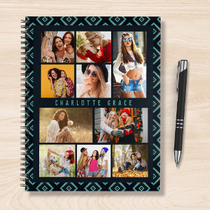 10 Photo Modern Geometric Stylish Name Notebook