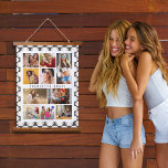 10 Photo Modern Groovy Daisy Flower Stylish Name Hanging Tapestry<br><div class="desc">10 Photo Modern Groovy Daisy Flower Stylish Name Wall Hanging Tapestry features ten of your favourite pictures for an easy and quick DIY add your own photo collage. Personalise with your name and surrounded with a retro groovy daisy flower and chequerboard pattern. Makes a perfect gift for Christmas, birthdays, Mother's...</div>
