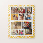 10 Photo Modern Stylish Watercolor Leaves Name Jigsaw Puzzle<br><div class="desc">10 Photo Modern Stylish Watercolor Leaves Name Jigsaw Puzzle features ten of your favourite pictures for an easy and quick DIY add your own photo collage. Personalise with your name and surrounded with a simple pattern of watercolor fall leaves. Makes a perfect gift for Christmas, birthdays, Mother's Day, sisters, best...</div>