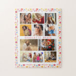10 Photo Modern Stylish Watercolor Polka Dots Name Jigsaw Puzzle<br><div class="desc">10 Photo Modern Stylish Watercolor Polka Dots Name Jigsaw Puzzles features ten of your favourite pictures for an easy and quick DIY add your own photo collage. Personalise with your name and surrounded with a simple colourful polka dot pattern. Makes a perfect gift for Christmas, birthdays, Mother's Day, sisters, best...</div>