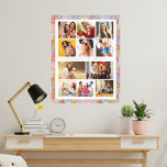 10 Photo Modern Trendy Hippie Floral Stylish Name Canvas Print<br><div class="desc">10 Photo Modern Trendy Hippie Floral Stylish Name Canvas Art features ten of your favourite pictures for an easy and quick DIY add your own photo collage. Personalise with your name and surrounded with a retro hippie colourful floral pattern. Makes a perfect gift for Christmas, birthdays, Mother's Day, sisters, best...</div>