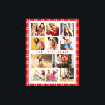 10 Photo Modern Trendy Red Plaid Stylish Name Canvas Print<br><div class="desc">10 Photo Modern Trendy Red Plaid Stylish Name Canvas Print Wall Art features ten of your favourite pictures for an easy and quick DIY add your own photo collage. Personalise with your name and surrounded with a red plaid pattern. Makes a perfect gift for Christmas, birthdays, Mother's Day, sisters, best...</div>