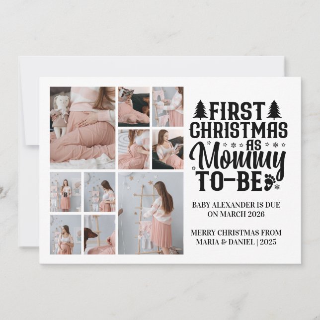 10 Photo Mummy to be Christmas Pregnancy  Holiday Card (Front)