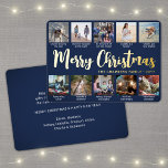 10 Photo Navy Blue Merry Christmas Modern Collage Foil Holiday Card<br><div class="desc">Send stylish joyful greetings and share 10 of your favourite pictures with a custom photo collage navy blue and gold foil holiday card. All text on this template is simple to personalise to include any wording, such as Merry Christmas, Happy Holidays, Seasons Greetings, New Year Cheers etc. (IMAGE PLACEMENT TIP:...</div>