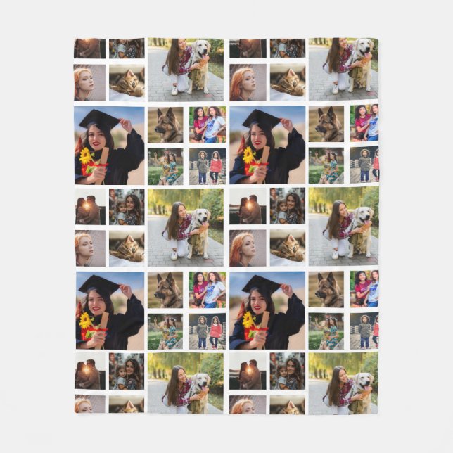 10 photo personalised Fleece Blanket (Front)