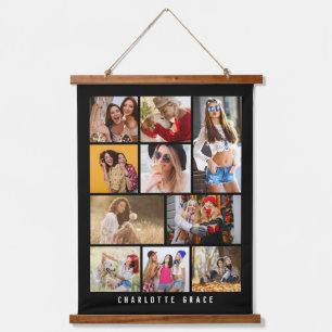 10 Photo Simple Modern Minimal Black Stylish Name Hanging Tapestry