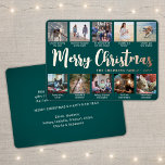 10 Photo Teal Green Merry Christmas Modern Collage Foil Holiday Card<br><div class="desc">Send stylish joyful greetings and share 10 of your favourite pictures with a custom photo collage teal and rose gold foil holiday card. All text on this template is simple to personalise to include any wording, such as Merry Christmas, Happy Holidays, Seasons Greetings, New Year Cheers etc. (IMAGE PLACEMENT TIP:...</div>