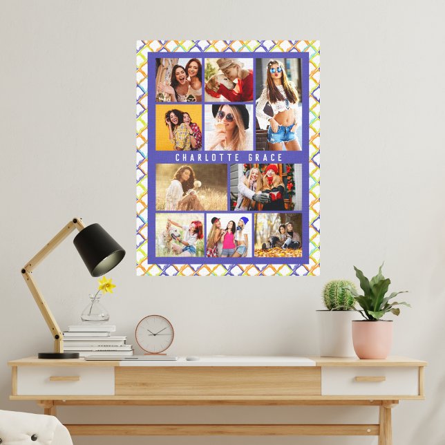 10 Photo Trendy Modern Colourful Geometric Name Canvas Print (Creator Uploaded)