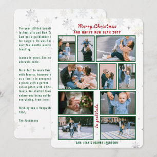 10 Photos Collage Letter Cute Elegant Personalised Holiday Card