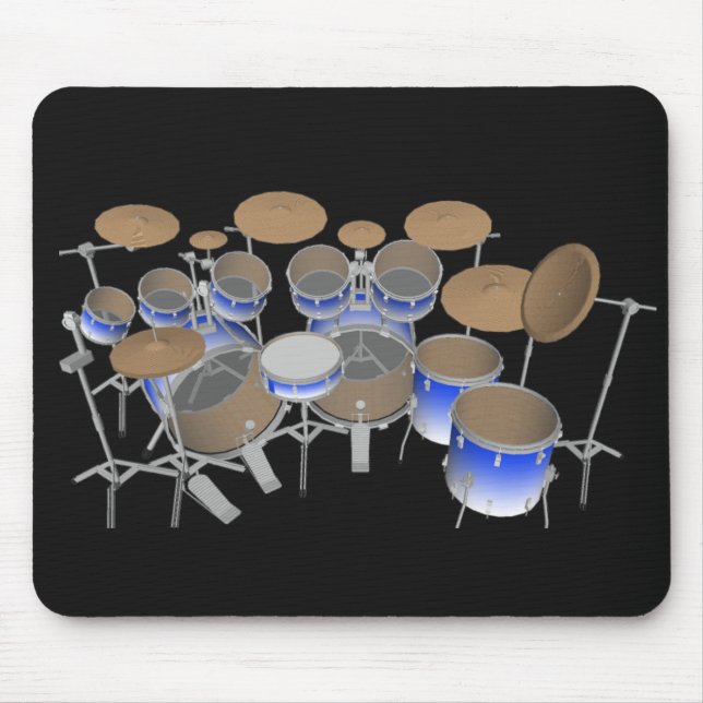 10 Piece Drum Kit: Blue Gradient: Drums Mousepad (Front)