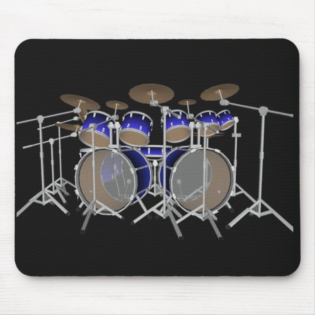 10 Piece Drum Kit: Blue Gradient: Drums Mousepad (Front)