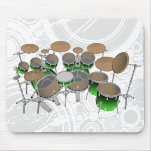 10 Piece Drum Kit: Green Gradient: Drums Mousepad