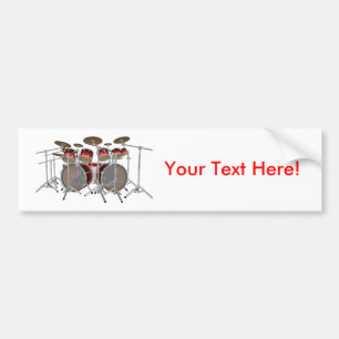10 Piece Drum Kit: Red: Bumper Sticker