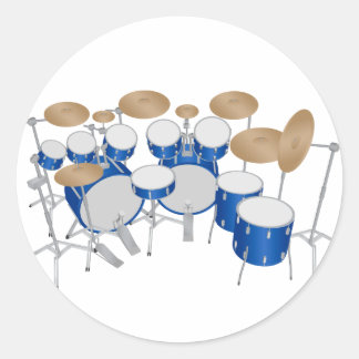 10 Piece Drum Kit: Vector Drawing: Classic Round Sticker