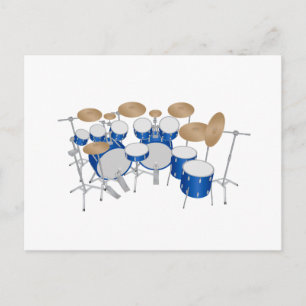 10 Piece Drum Kit: Vector Drawing: Postcard