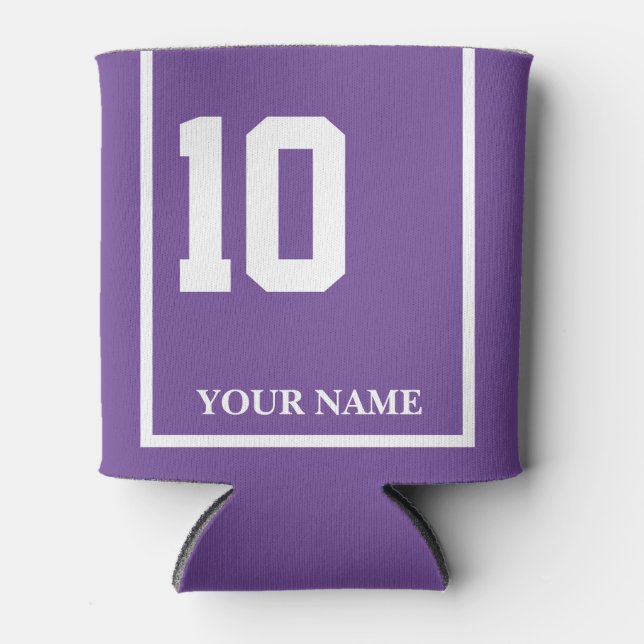 10 Purple with White Horse Saddle Blanket Custom Can Cooler (Front)