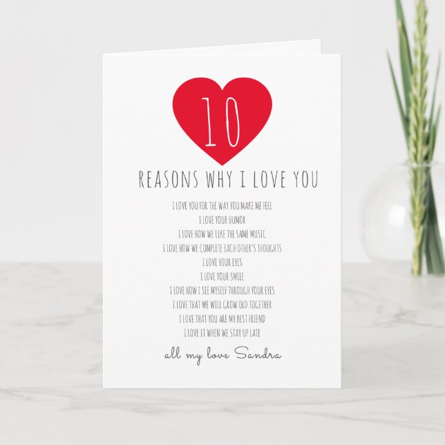 10 reasons I love christmas valentines photo gift Card (Front)