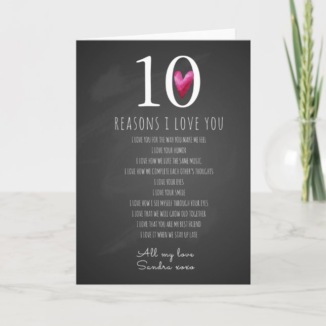 10 reasons I love you birthday Card (Front)