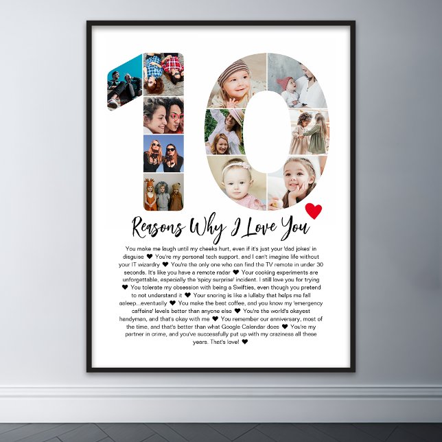 10 Reasons Why I Love You 10th Anniversary Collage Poster (10 reasons why I love you poster wall art)