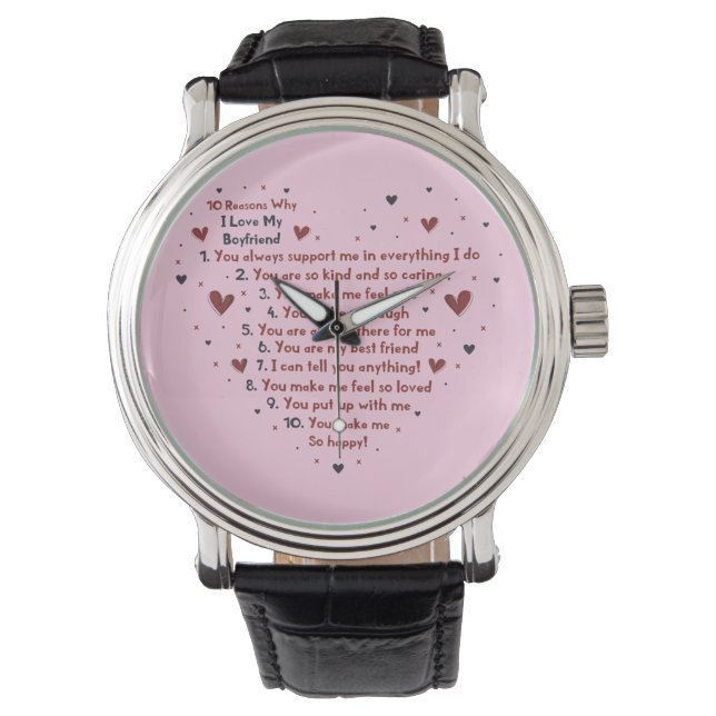 10 REASONS WHY I LOVE YOU GIFT HEART STICKER CERAM WATCH (Front)